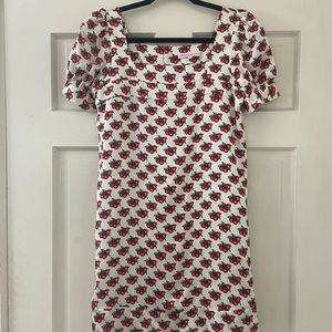 Betsey Johnson Cherry Print Silk Vintage Babydoll Dress